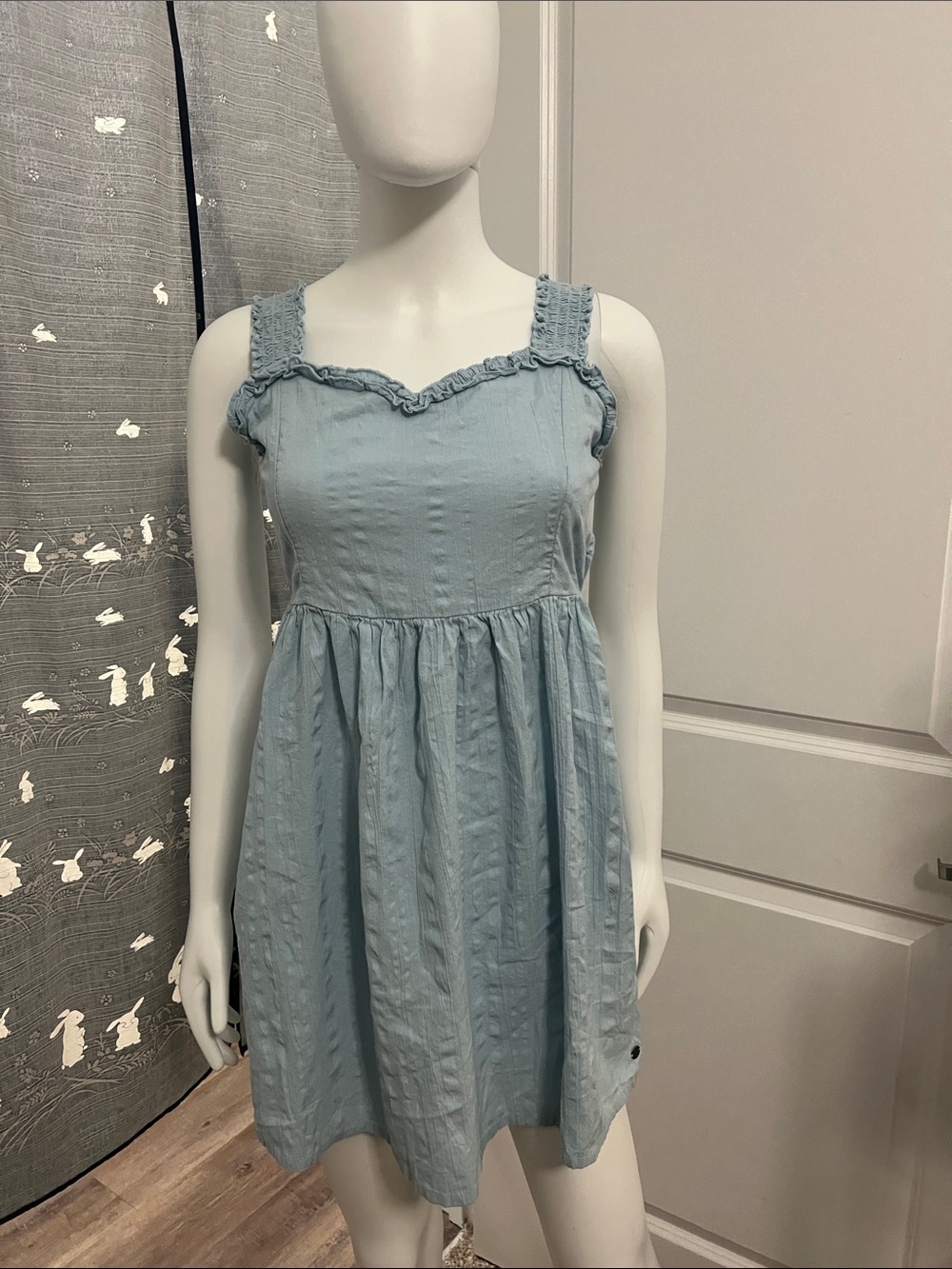 Roxy Powder Blue Ruffle-Strap Mini Dress Size M